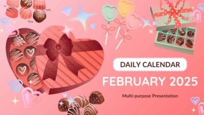 Aesthetic February 2025 Daily Calendar Slides