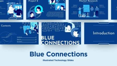 Illustrated Blue Modern Connections Slides