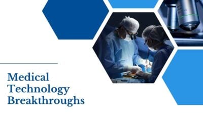 Blue Minimalistic Medical Technology Breakthroughs Slides