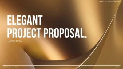 Professional Elegant Minimal White and Gold Project Proposal Slides