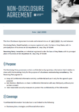 Non Disclosure Contract Agreement