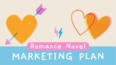 Orange Pink and Blue Cute Hearts Romance Novel Marketing Plan Slides