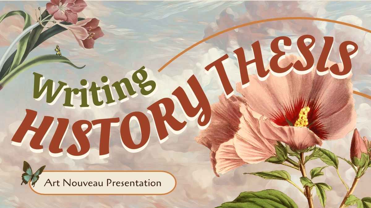 Art Nouveau Floral Writing History Thesis Slides Preview