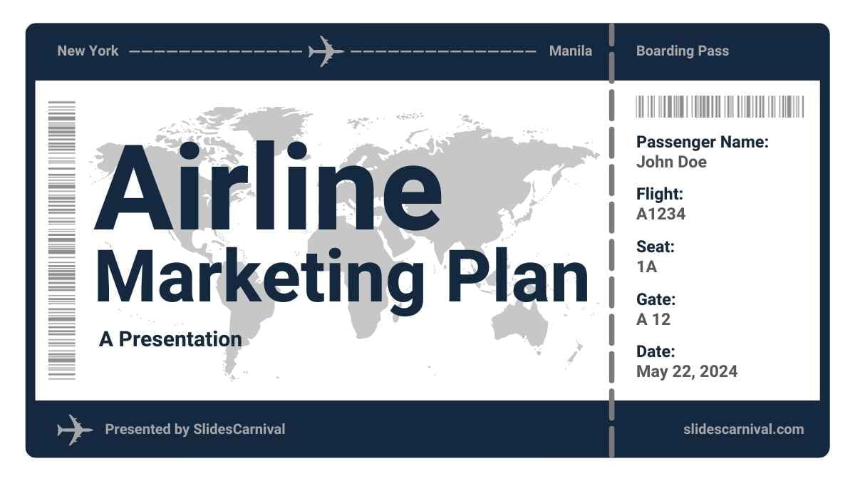Minimal Boarding Pass Airline Marketing Plan Preview
