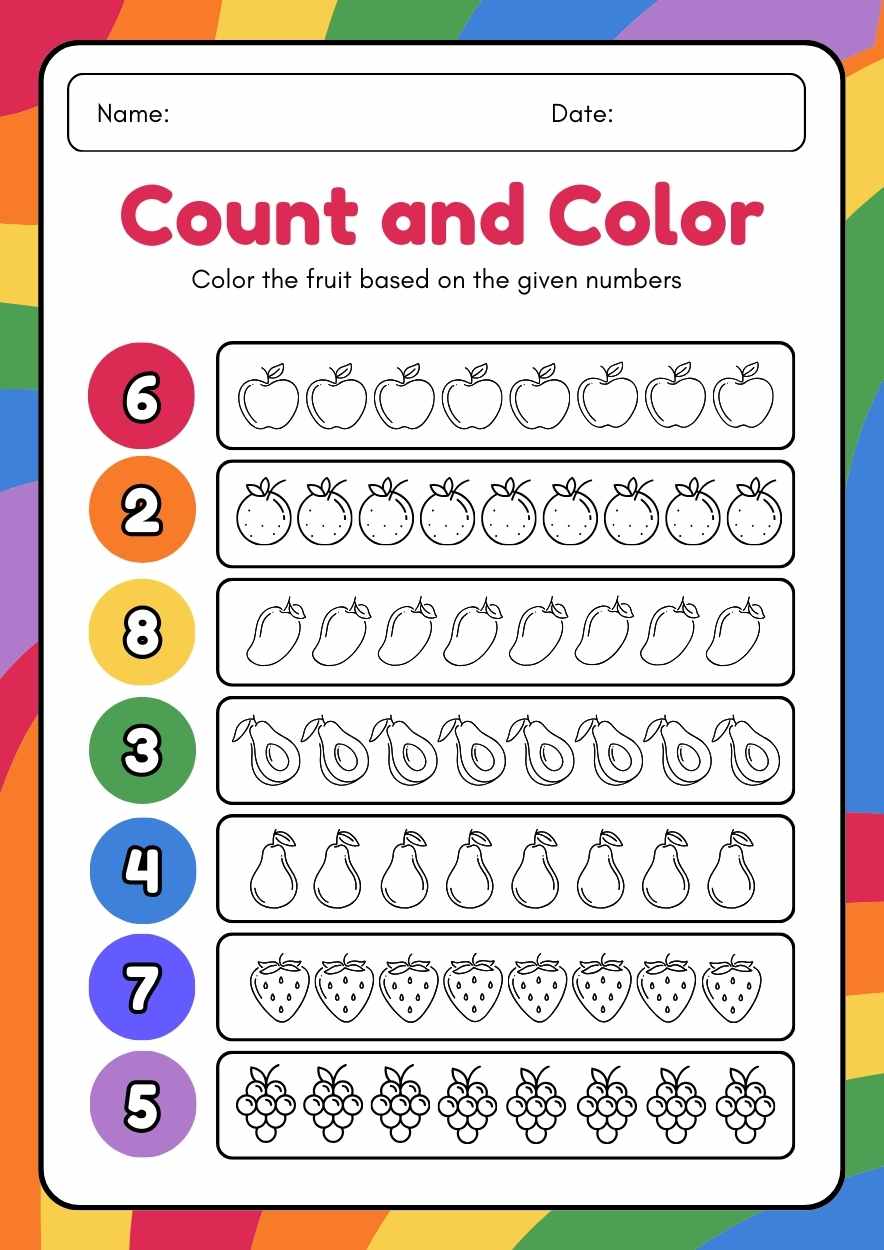 Colorful Count and Color Worksheet Preview