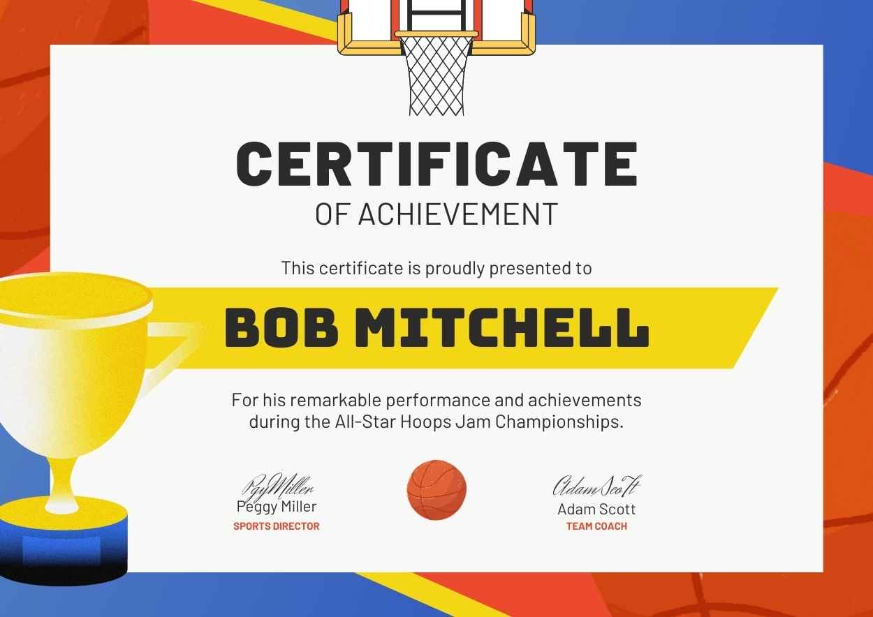 Creative Basketball Certificate Preview