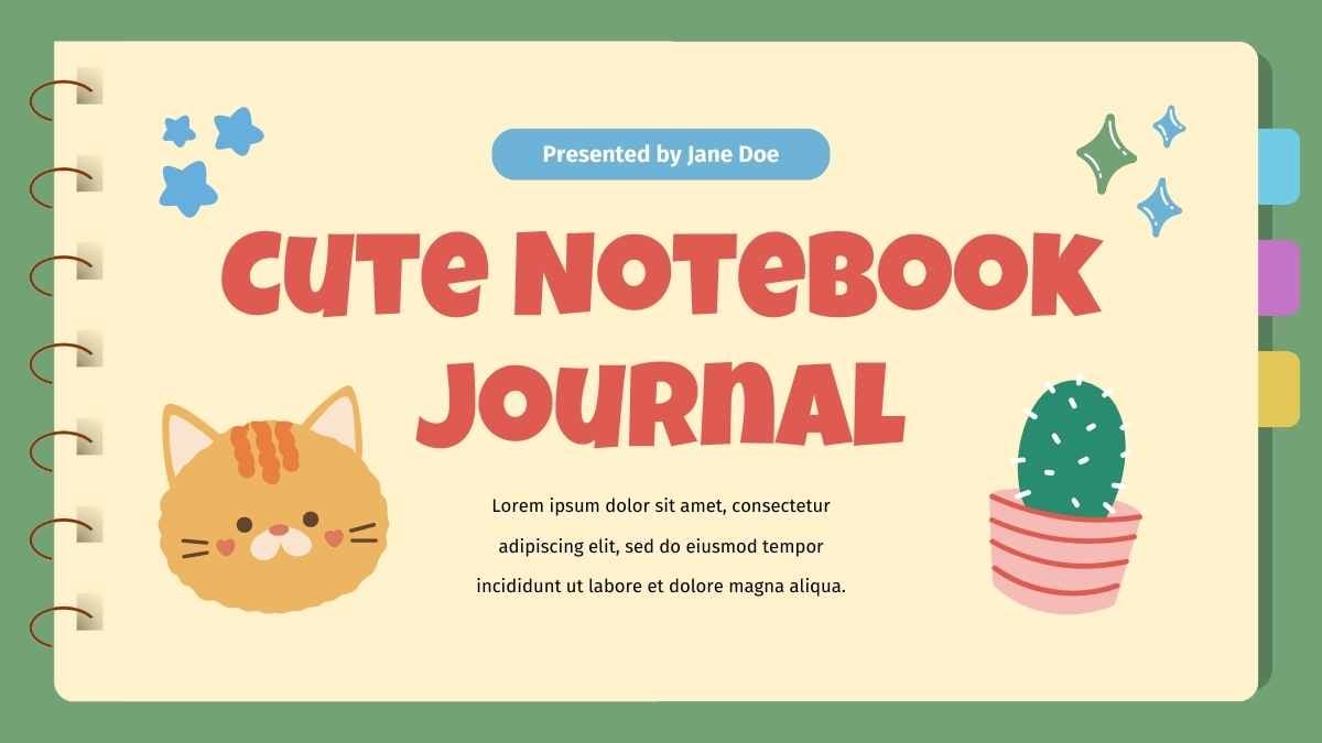 Cute Cat Illustrated Journal Slides Preview