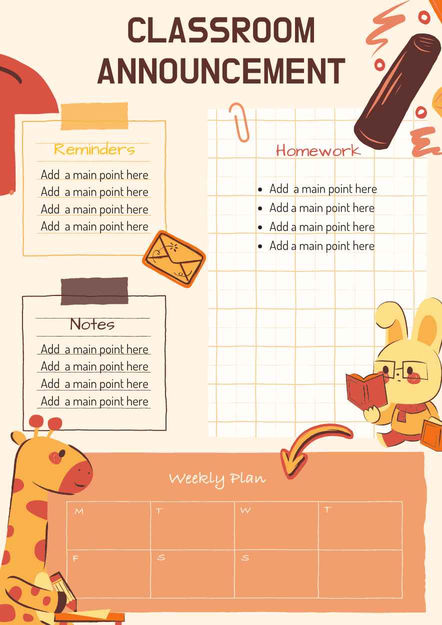 Cute Classroom Announcement Poster Preview
