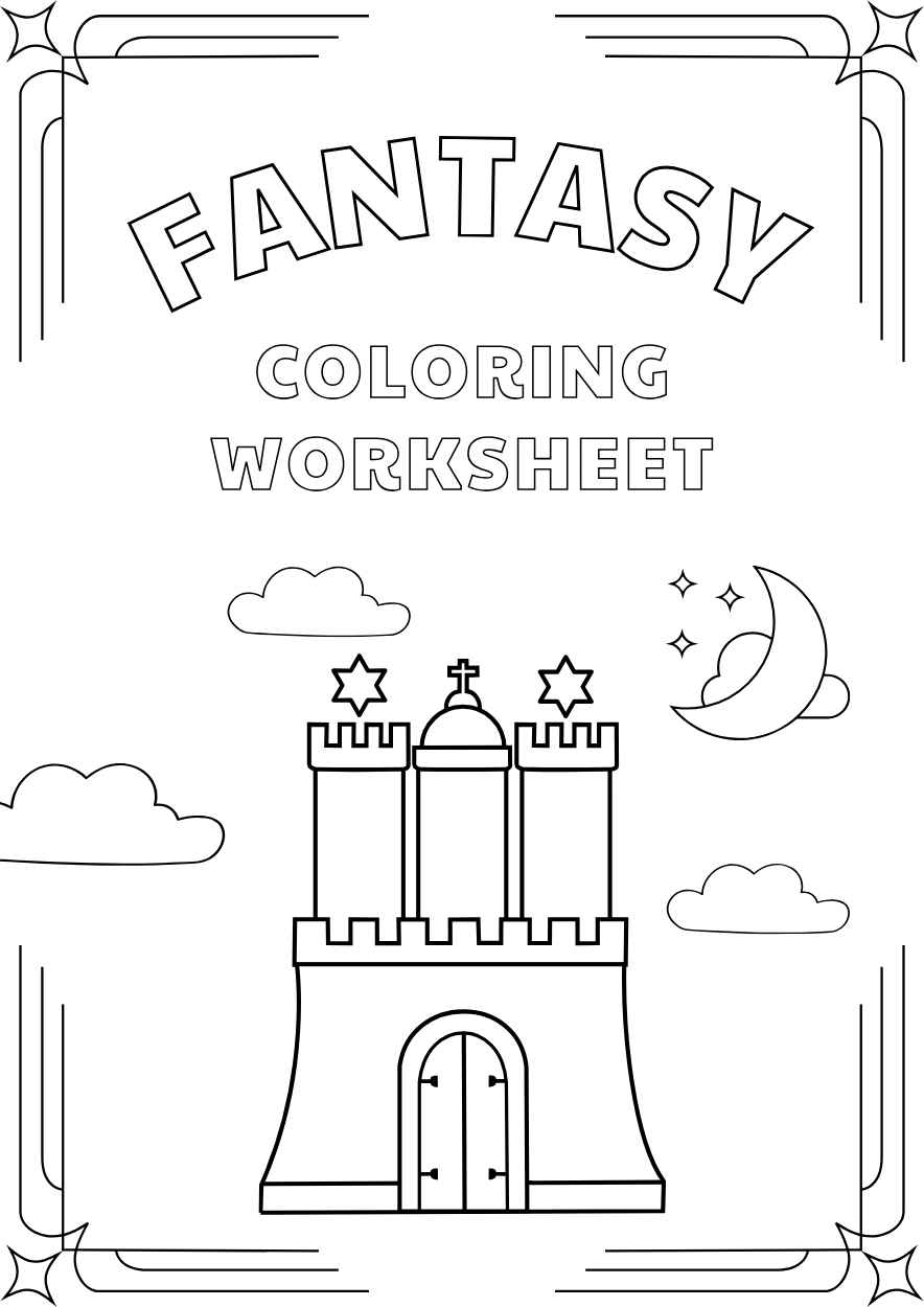 Cute Fantasy Coloring Worksheet Preview