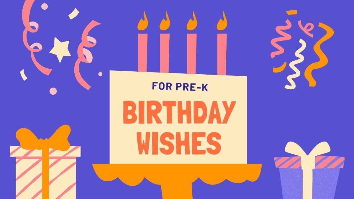 Cute Illustrated Birthday Wishes for Pre-K Slides Preview