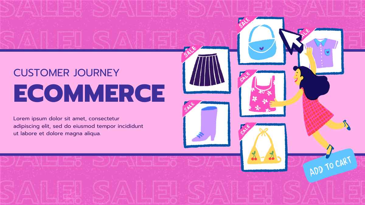 Cute Illustrated Ecommerce Customer Journey Slides Preview