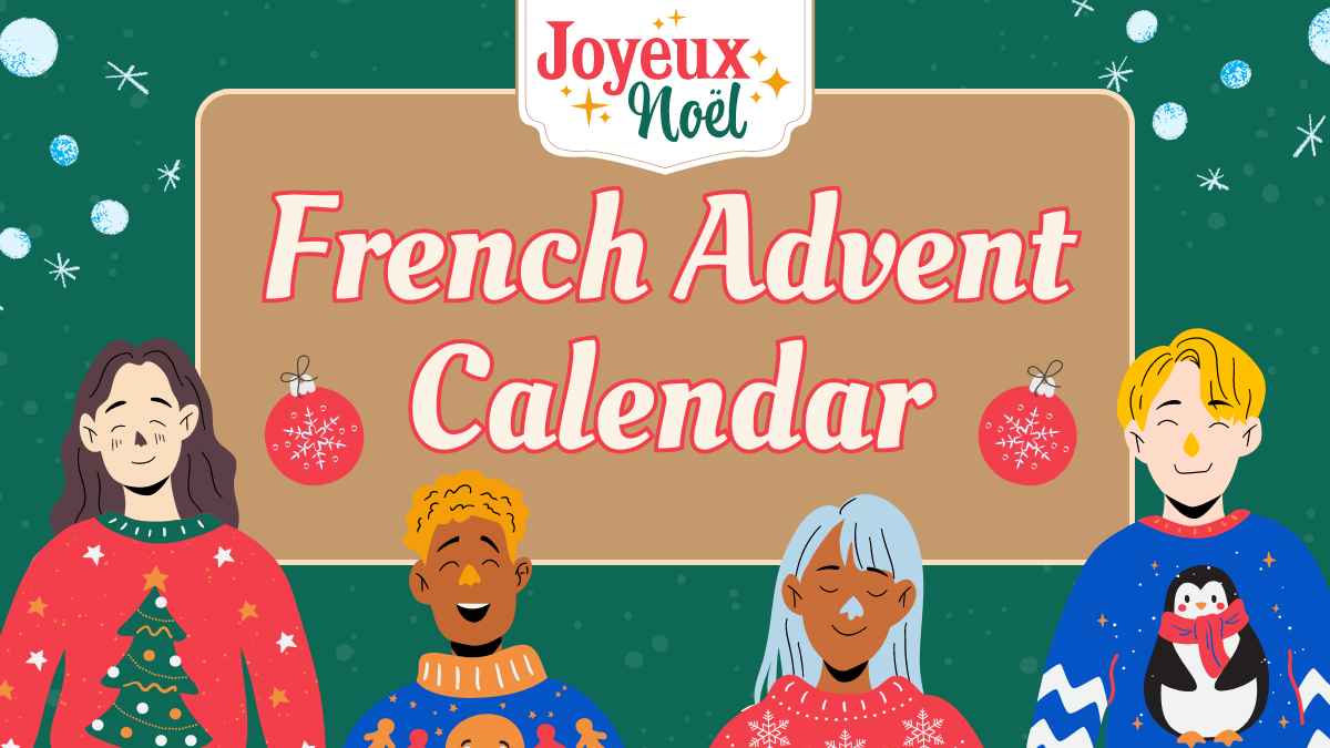 Cute Illustrated French Advent Calendar Slides Preview
