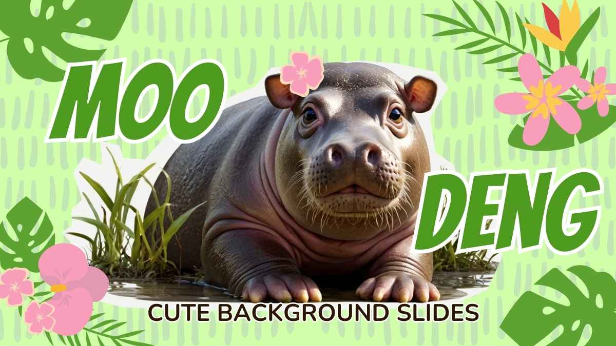Cute Moo Deng Background Slides Preview