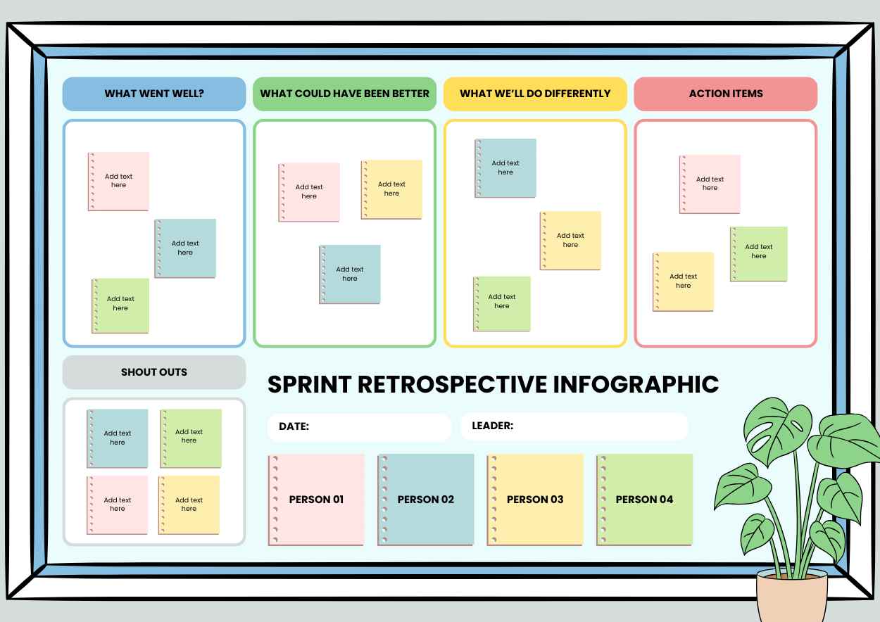 Cute Notes Sprint Retrospective Infographic Preview