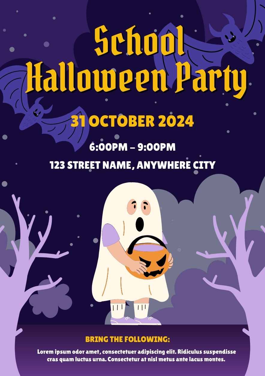 Cute School Halloween Party Poster for Students Preview