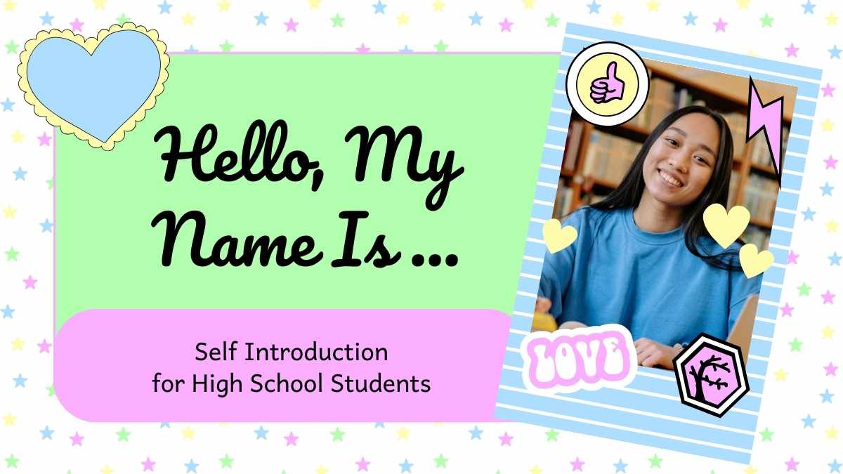 Cute Self Introduction for High School Students Slides Preview