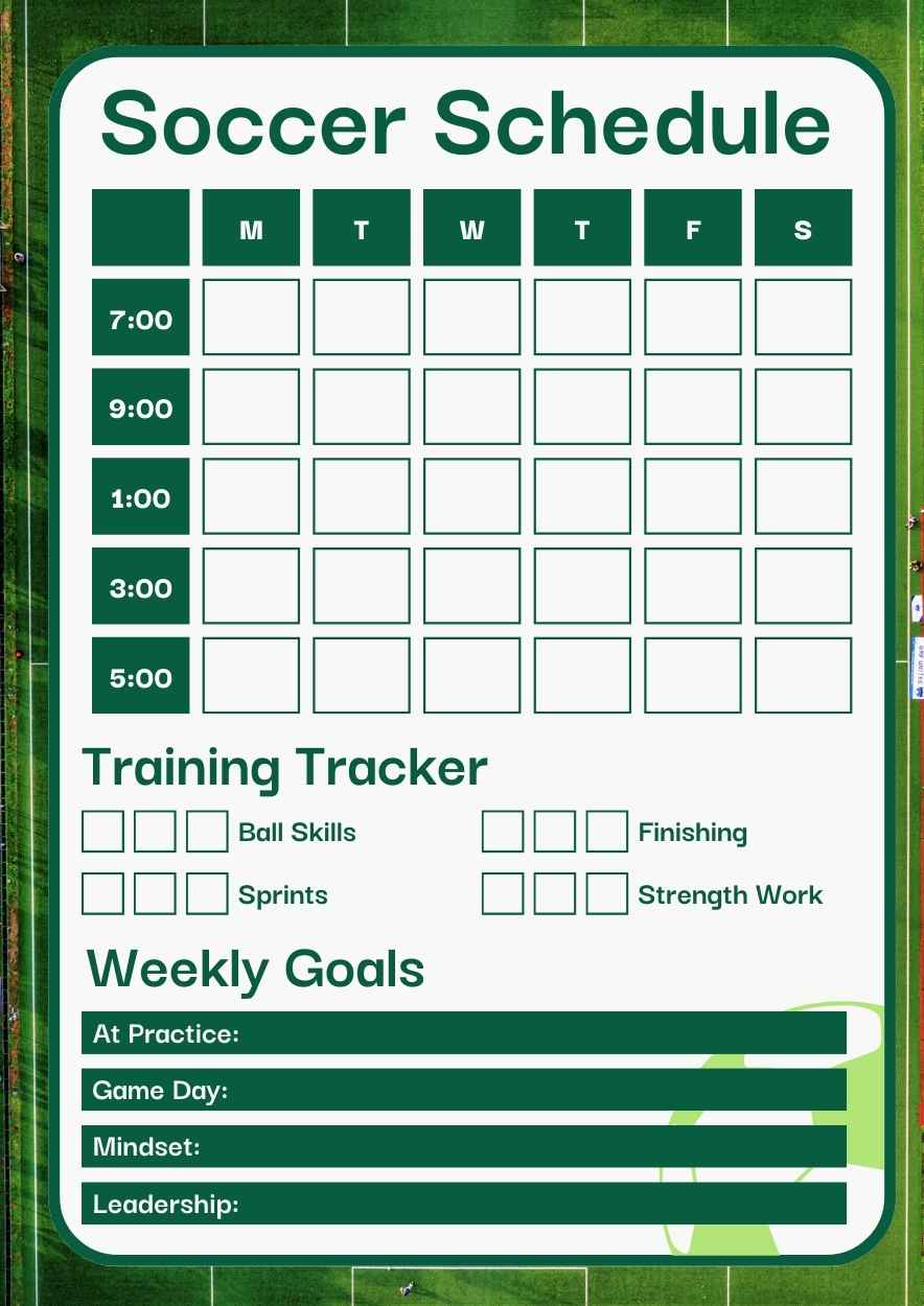 Cute Soccer Schedule Worksheet Preview