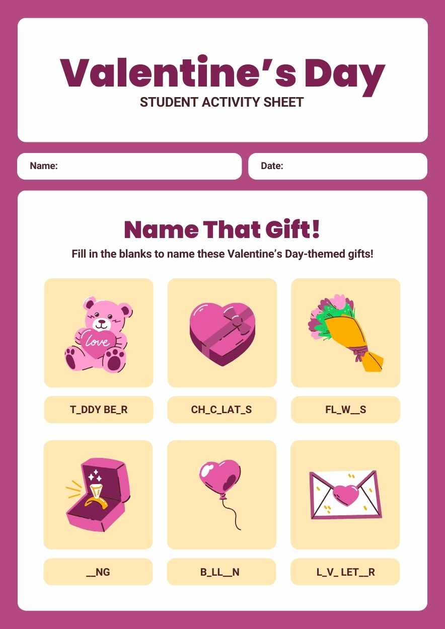 Cute Valentine’s Day Printable Activities for Students Preview