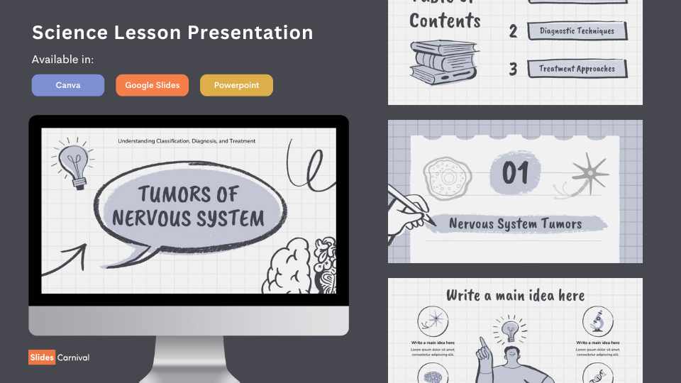 Cute illustrated Tumors of Nervous System Slides Preview