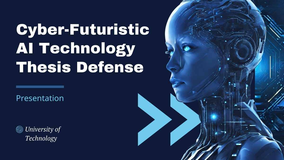 Cyber-Futuristic AI Technology Thesis Defense Slides Preview