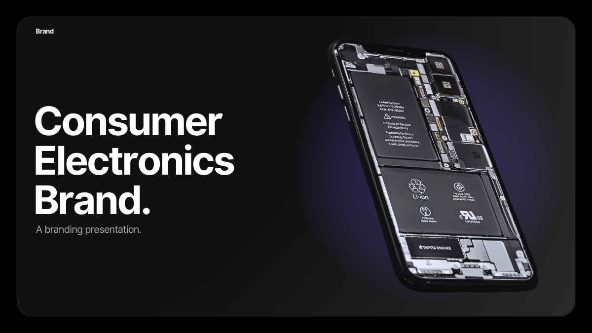Dark Minimal Consumer Electronics Brand Slides Preview