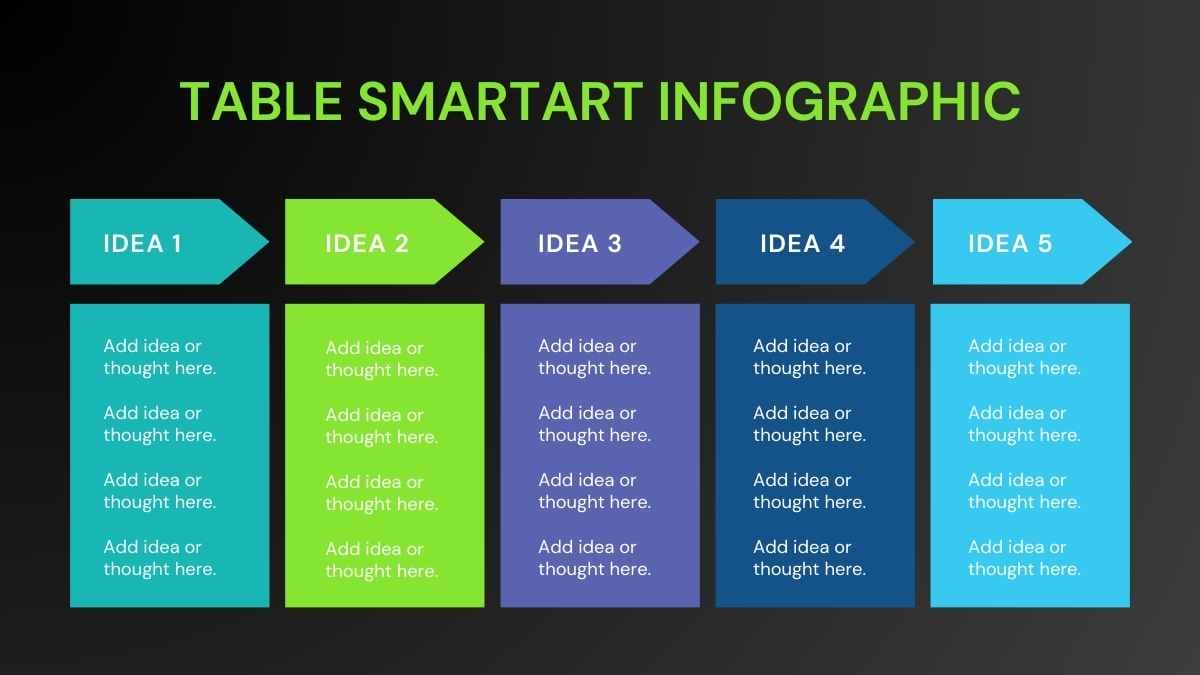 Dark Table SmartArt Infographic Preview