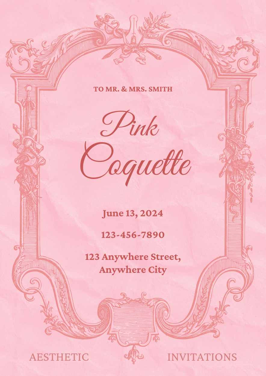 Elegant Pink Coquette Aesthetic Invitations Preview