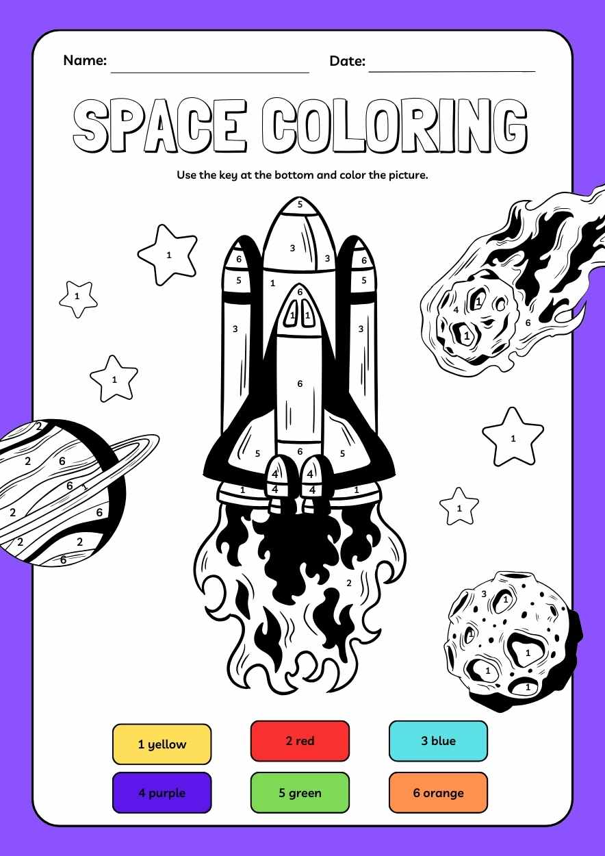Fun Space Coloring Worksheet Preview