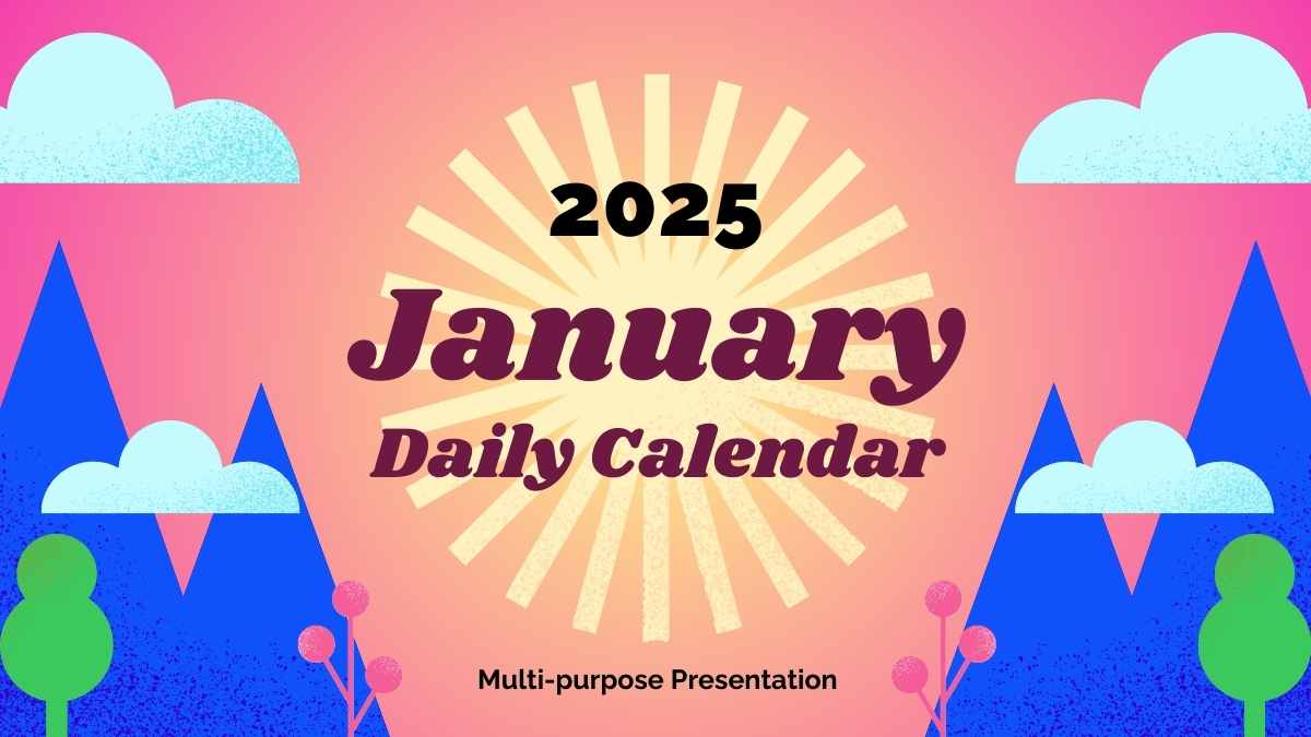 Geometric January 2025 Daily Calendar Slides Preview