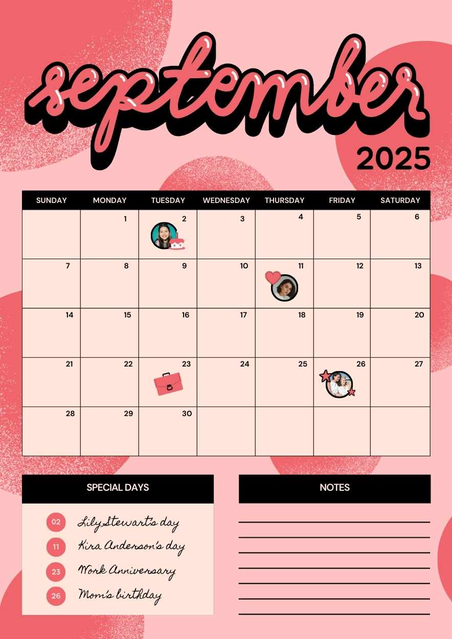 Geometric September Calendar Planner Preview