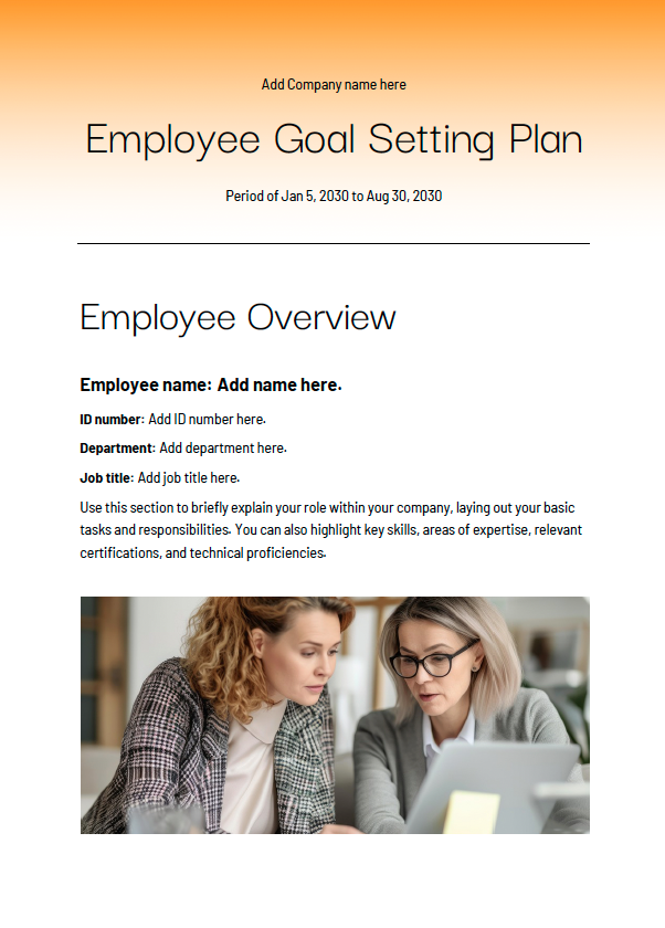 Gradient Employee Goal Setting Plan Preview