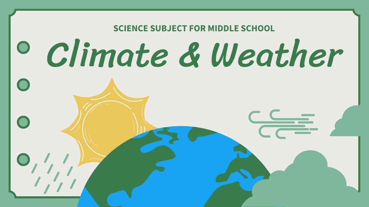 Green Vintage Notebook Science Subject for Middle School Climate and Weather Slides Preview