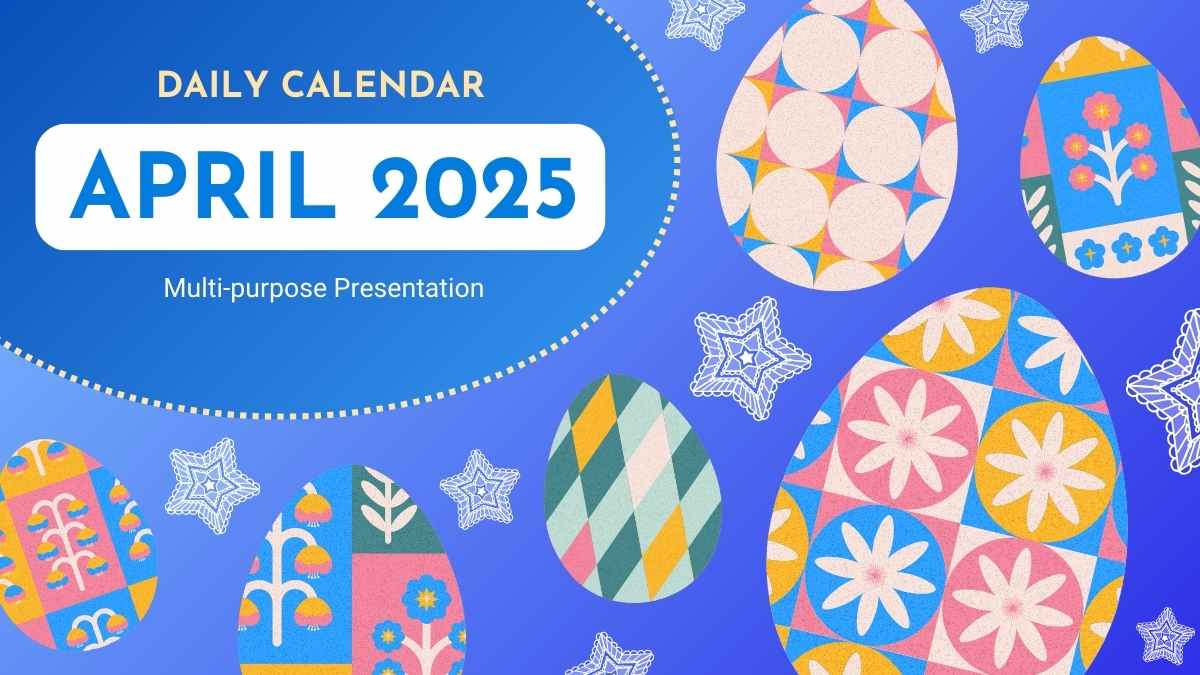 Illustrated April 2025 Daily Calendar Slides Preview