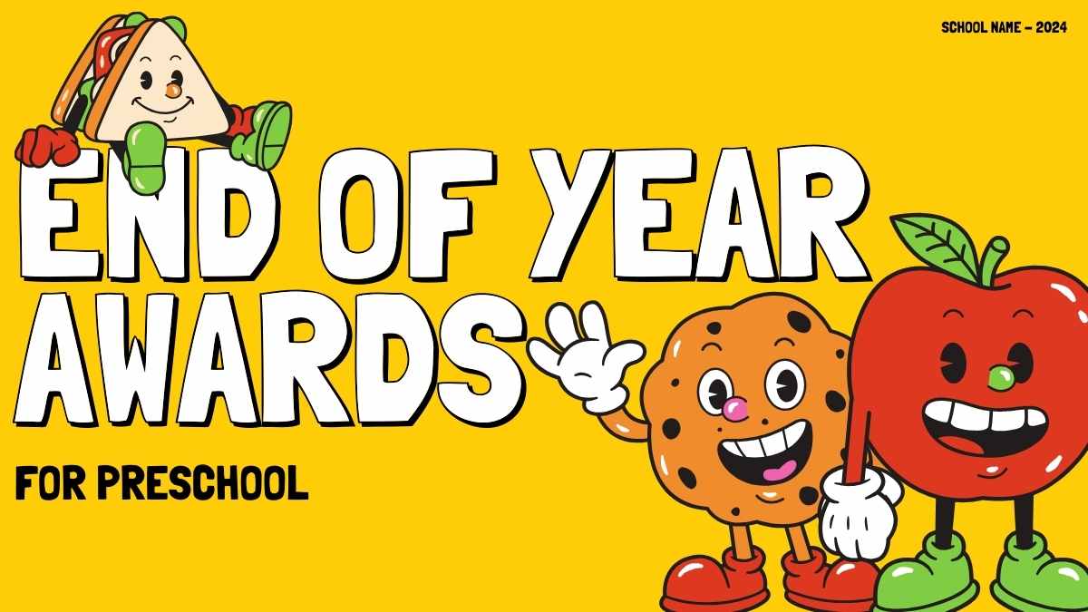 Illustrated Cartoon Preschool End of Year Awards Slides Preview