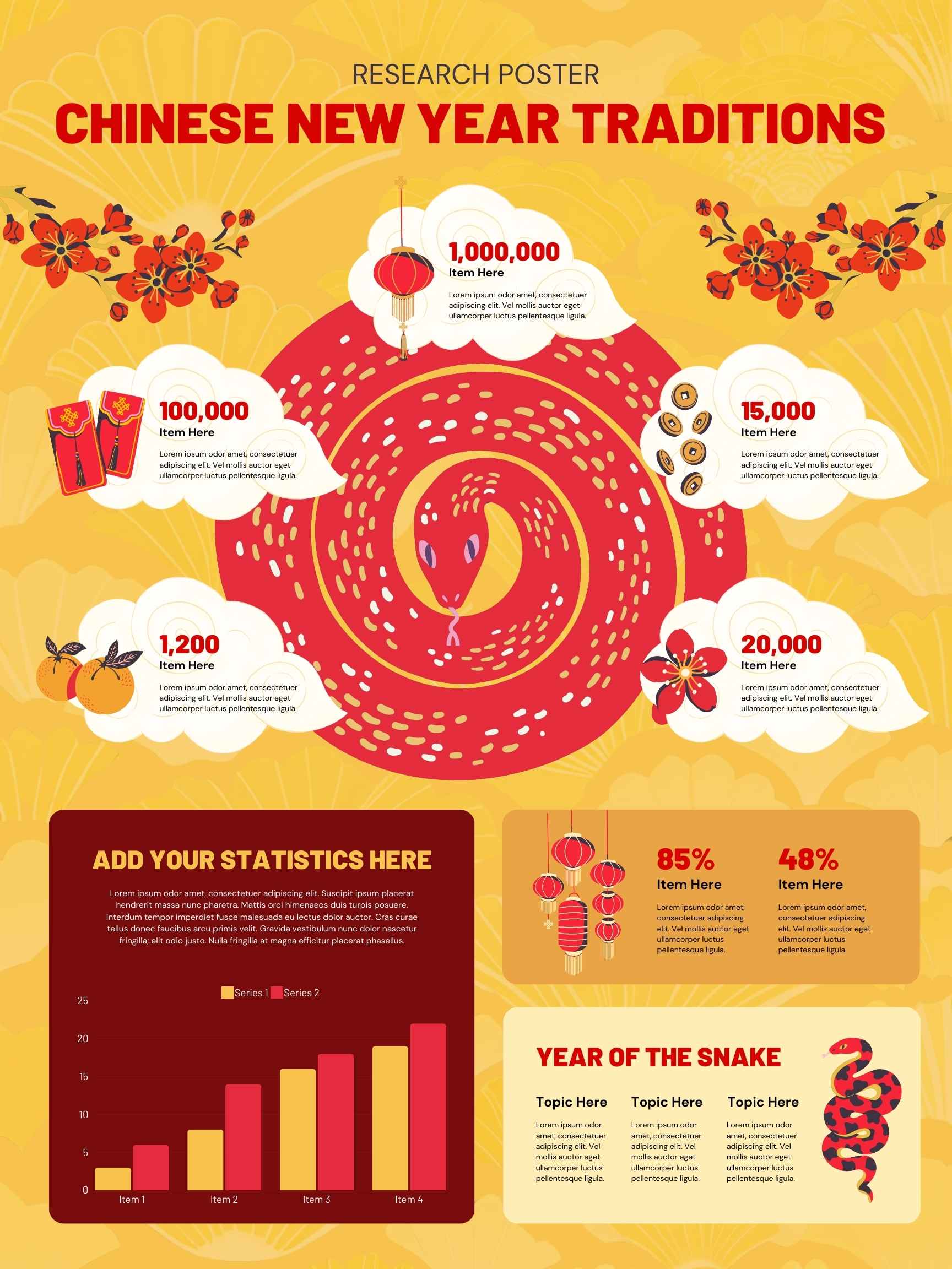 Illustrated Chinese New Year Traditions Research Poster Preview