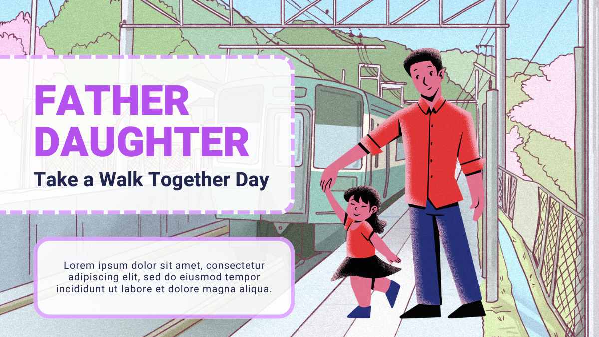 Illustrated Father Daughter Take a Walk Together Day Preview