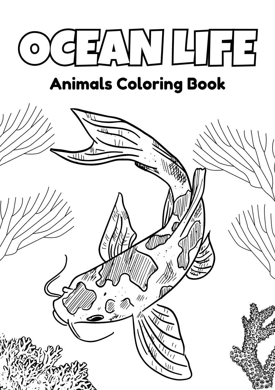 Illustrated Oceans Life Animals Coloring Worksheet Preview