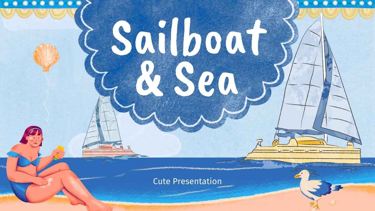 Illustrated Sailboat and Sea Slides Preview