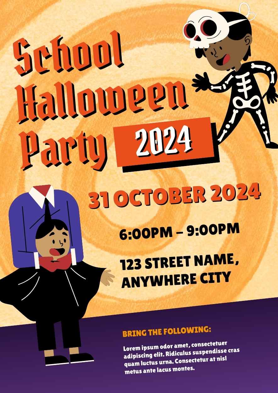 Illustrated School Halloween Party Poster for Students Preview