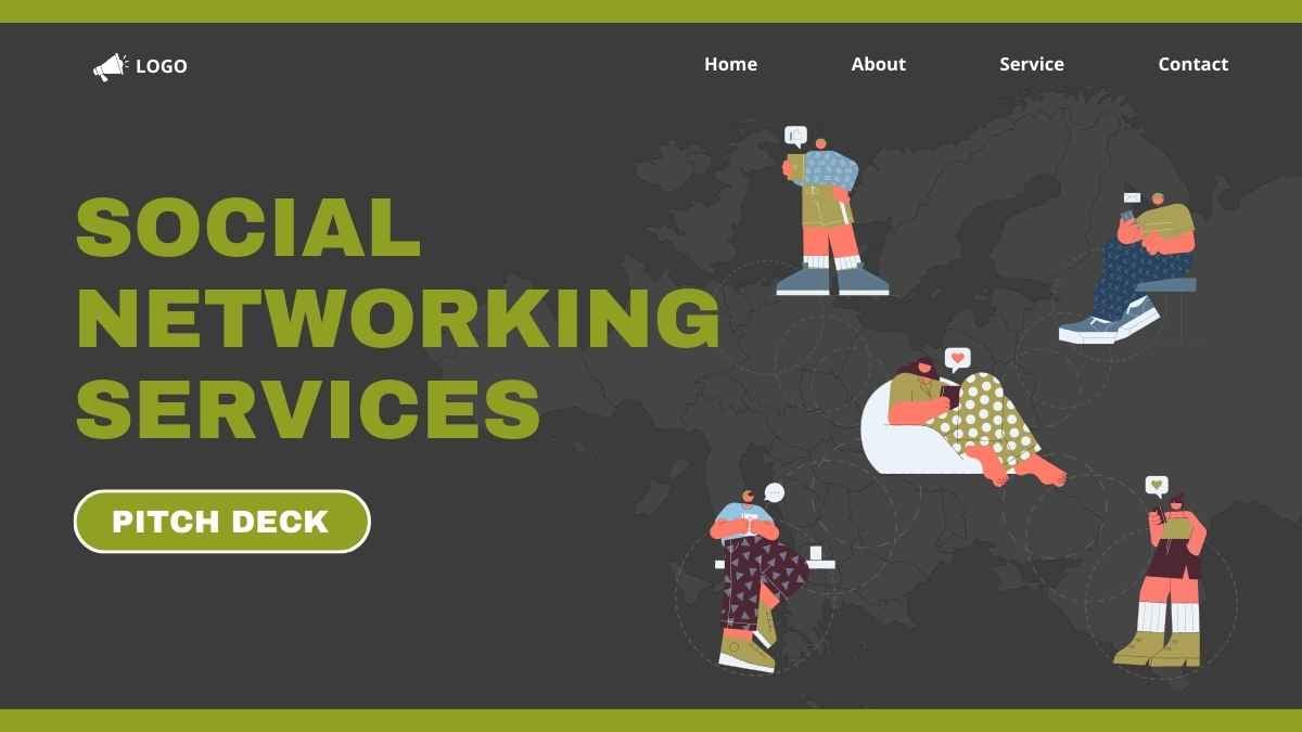 Illustrated Social Networking Services Pitch Deck Preview