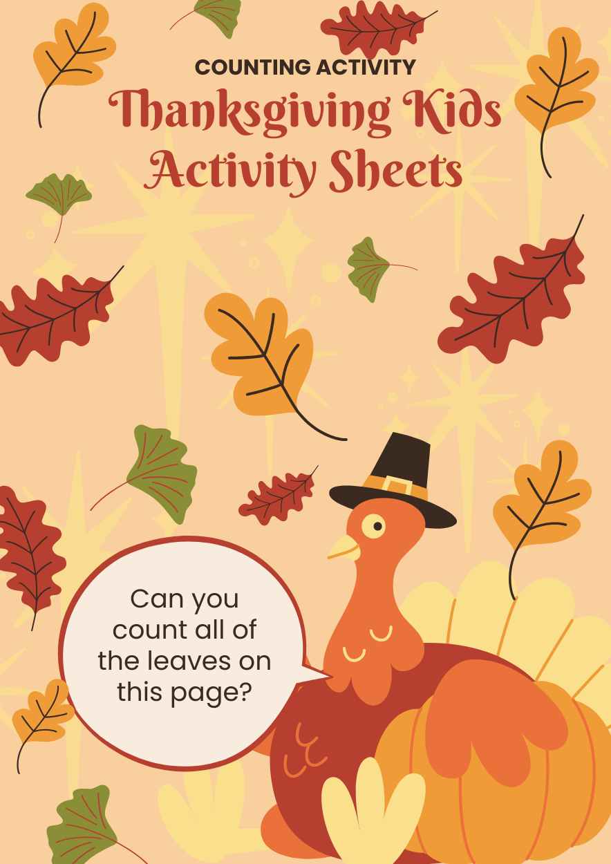 Illustrated Thanksgiving Kids Activity Sheets Preview