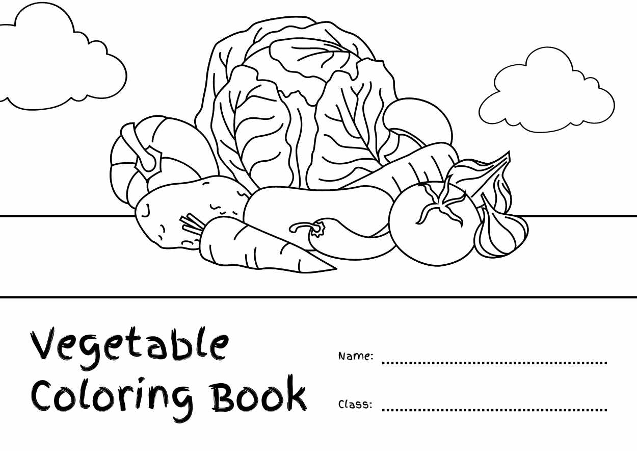 Illustrated Vegetable Coloring Book Preview