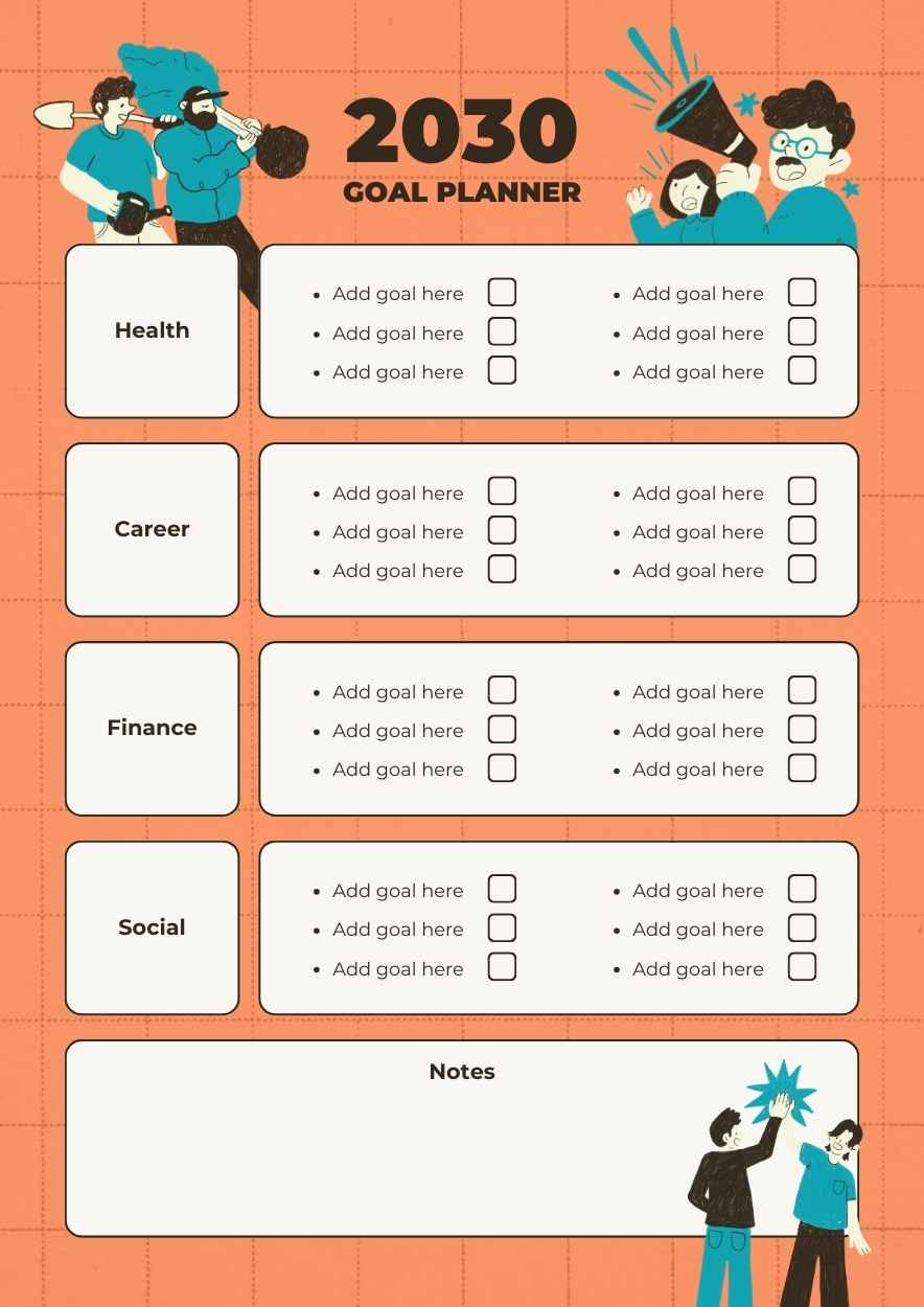 Illustrated Yearly Goal Setting Infographic Preview
