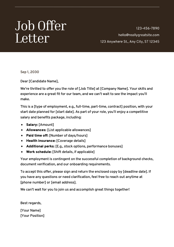 Job Offer Letter Preview
