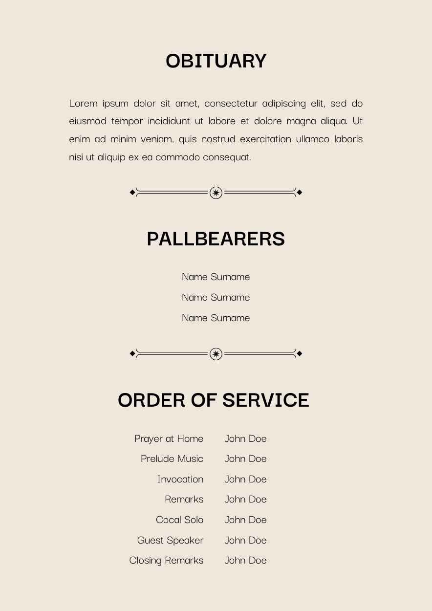 Minimal Obituary Funeral Program Preview