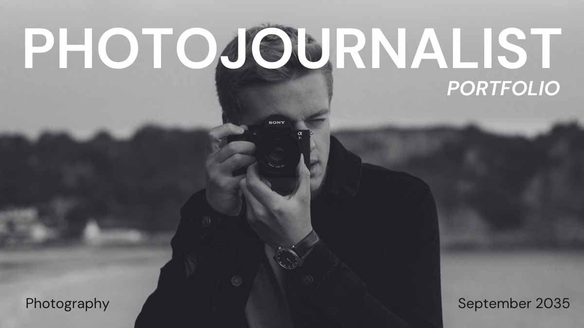 Gray Minimal Photojournalist Portfolio Slides Preview