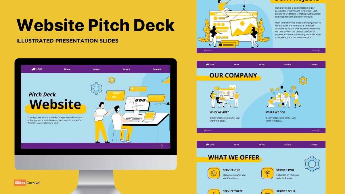 Modern Illustrated Website Pitch Deck Preview