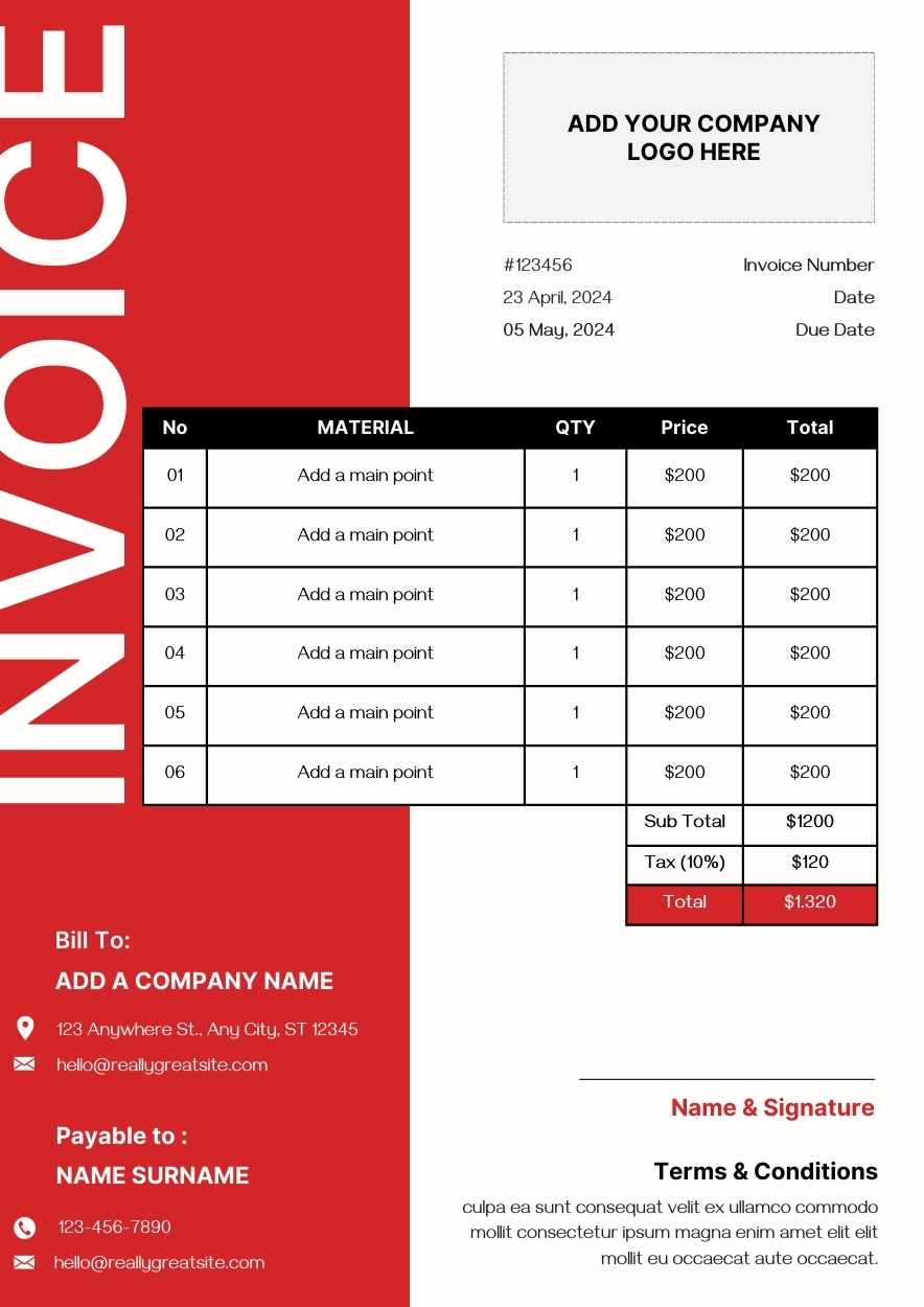 Modern Minimal Commercial Invoice Preview
