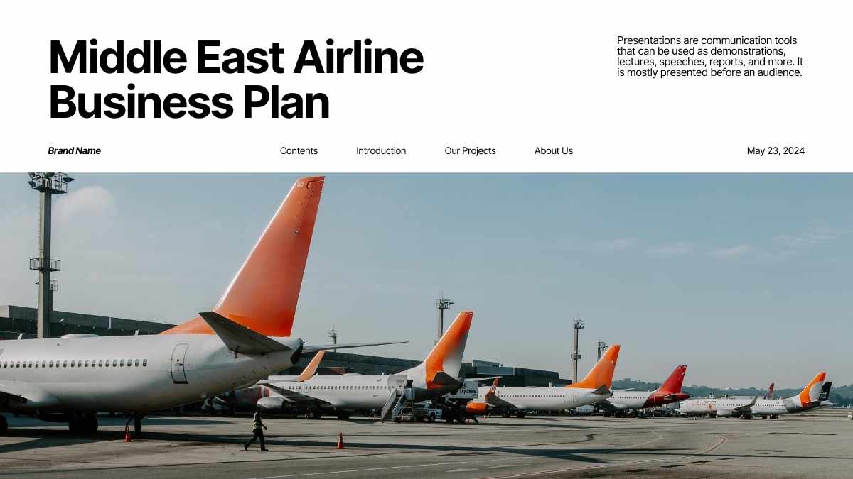 Modern Minimal Middle East Airline Business Plan Preview