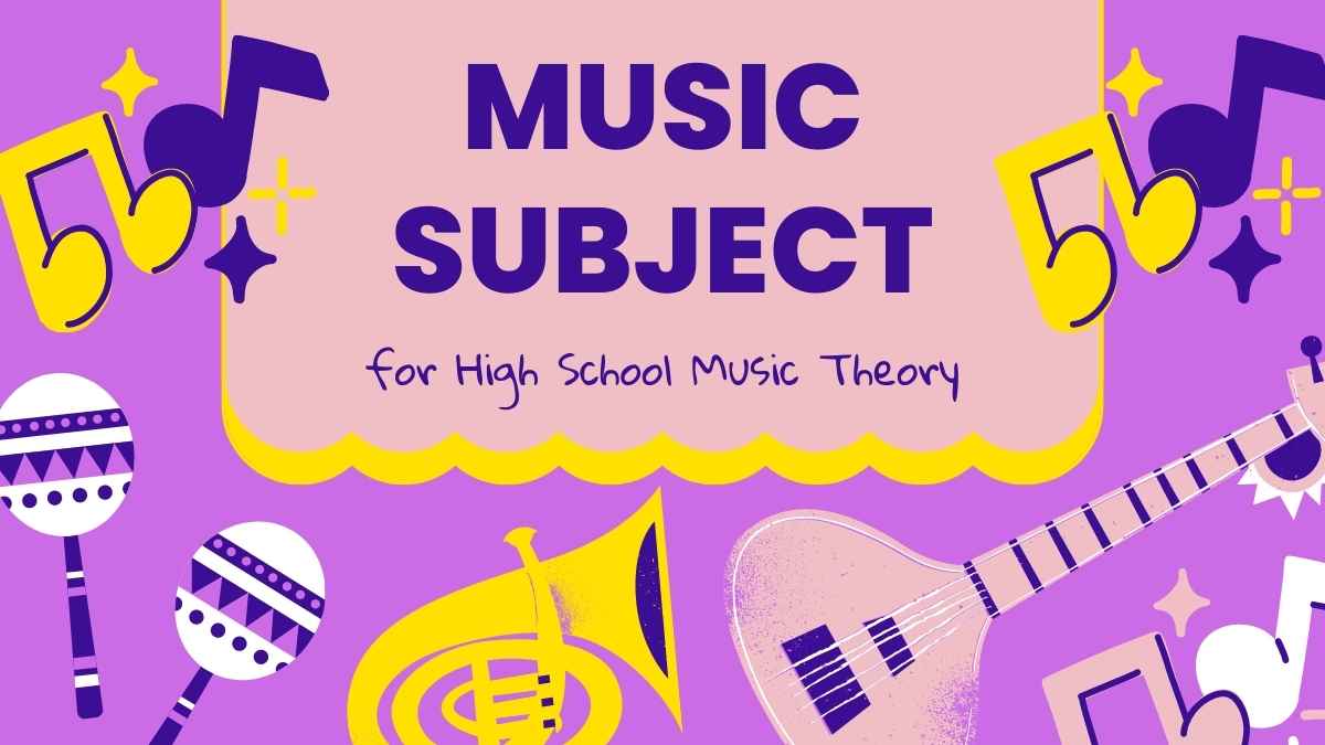 Music Subject for High School Music Theory Purple and Yellow Illustrated Educational Slides Preview